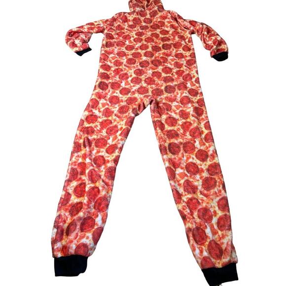 Pepperoni Pizza onesie pajama full zip up hooded funny warm cozy kids SZ XXL - Picture 7 of 7